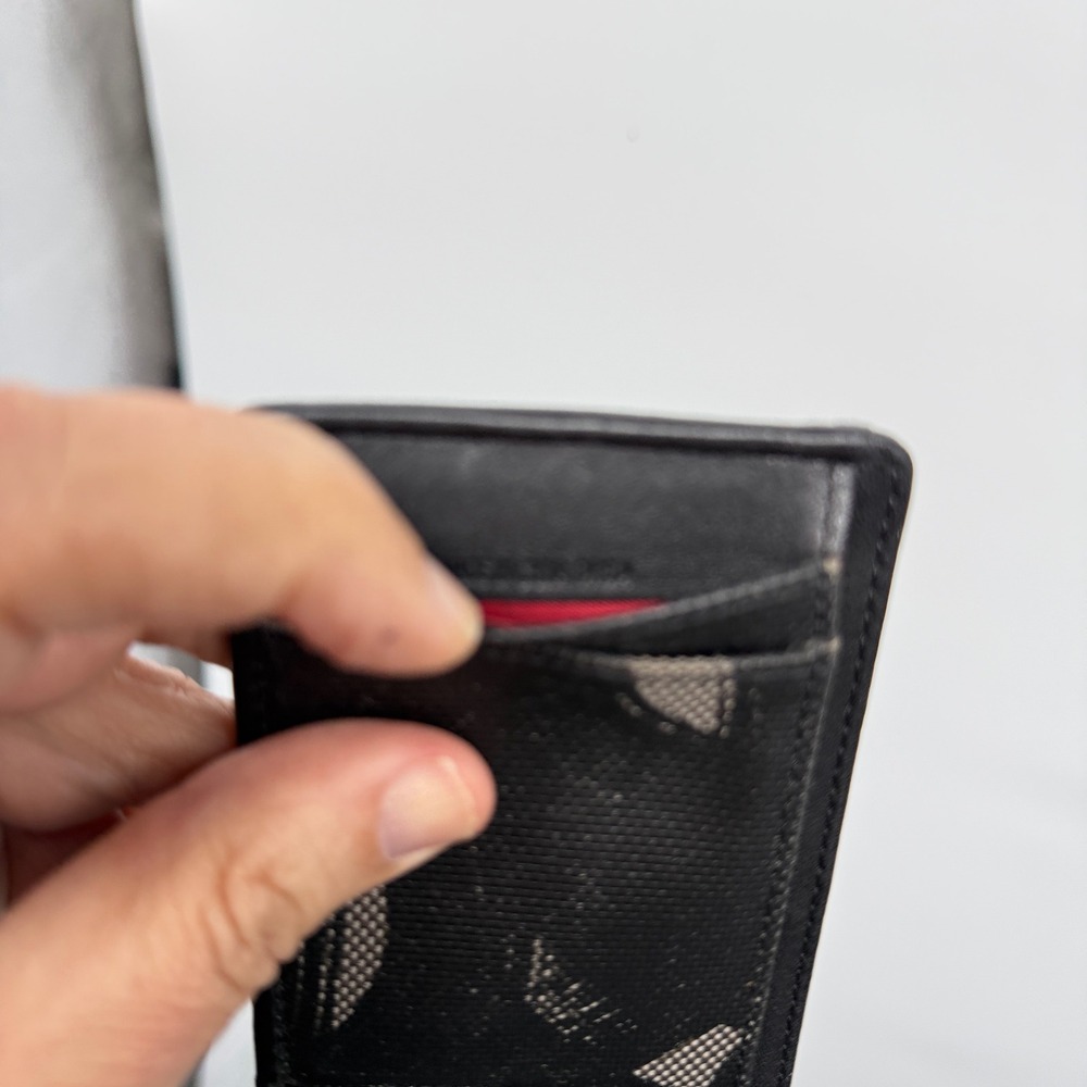 Tumi Mens Black Ballistic Nylon Leather Magnetic Money Clip Card Case 041604